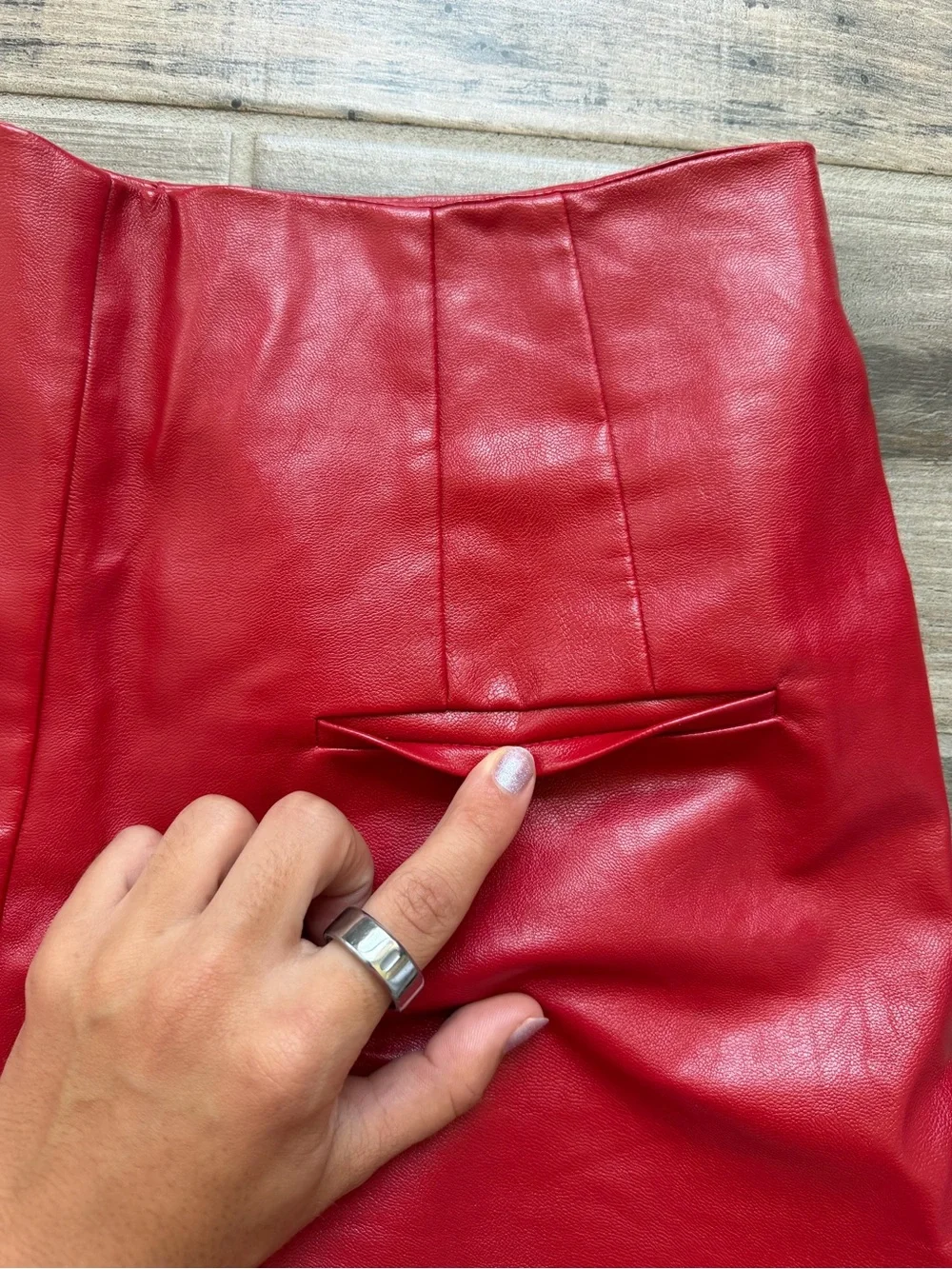 Glam faux leather red high waisted shorts sz Small